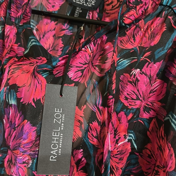 NWT Rachel Zoe Floral Smocked Waist Blouse Small - Picture 5 of 5